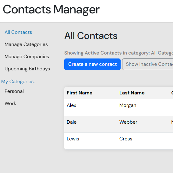 Contacts Manager Project Thumbnail